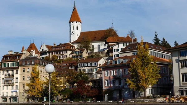 Thun Suisse Octobre 2017 Rue Avec Des Gens Des Voitures — Photo