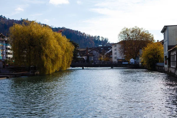 Thun Suisse Octobre 2017 Rue Avec Des Gens Des Voitures — Photo