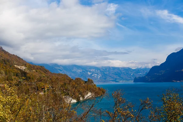 Meer Met Bladeren Van Herfst Interlaken Zwitserland — Stockfoto