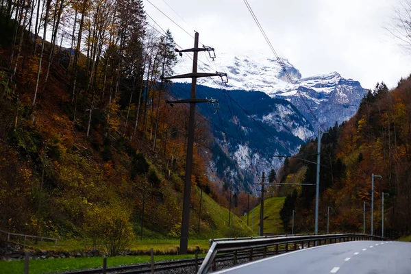 Piękny Widok Miejscowości Lauterbrunnen Okresie Zimowym Szwajcaria — Zdjęcie stockowe