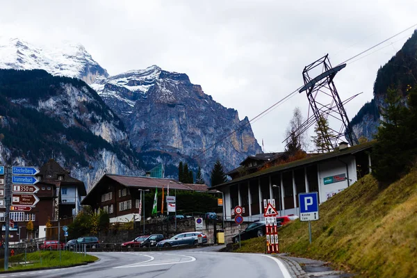 Vista Panorámica Del Pueblo Lauterbrunnen Invierno Suiza — Foto de Stock
