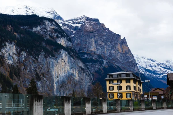 Malebný Pohled Obce Lauterbrunnen Zimním Období Švýcarsko — Stock fotografie