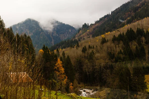Scenic View Autumn Mountain Landscape Cloudy Sky — Free Stock Photo
