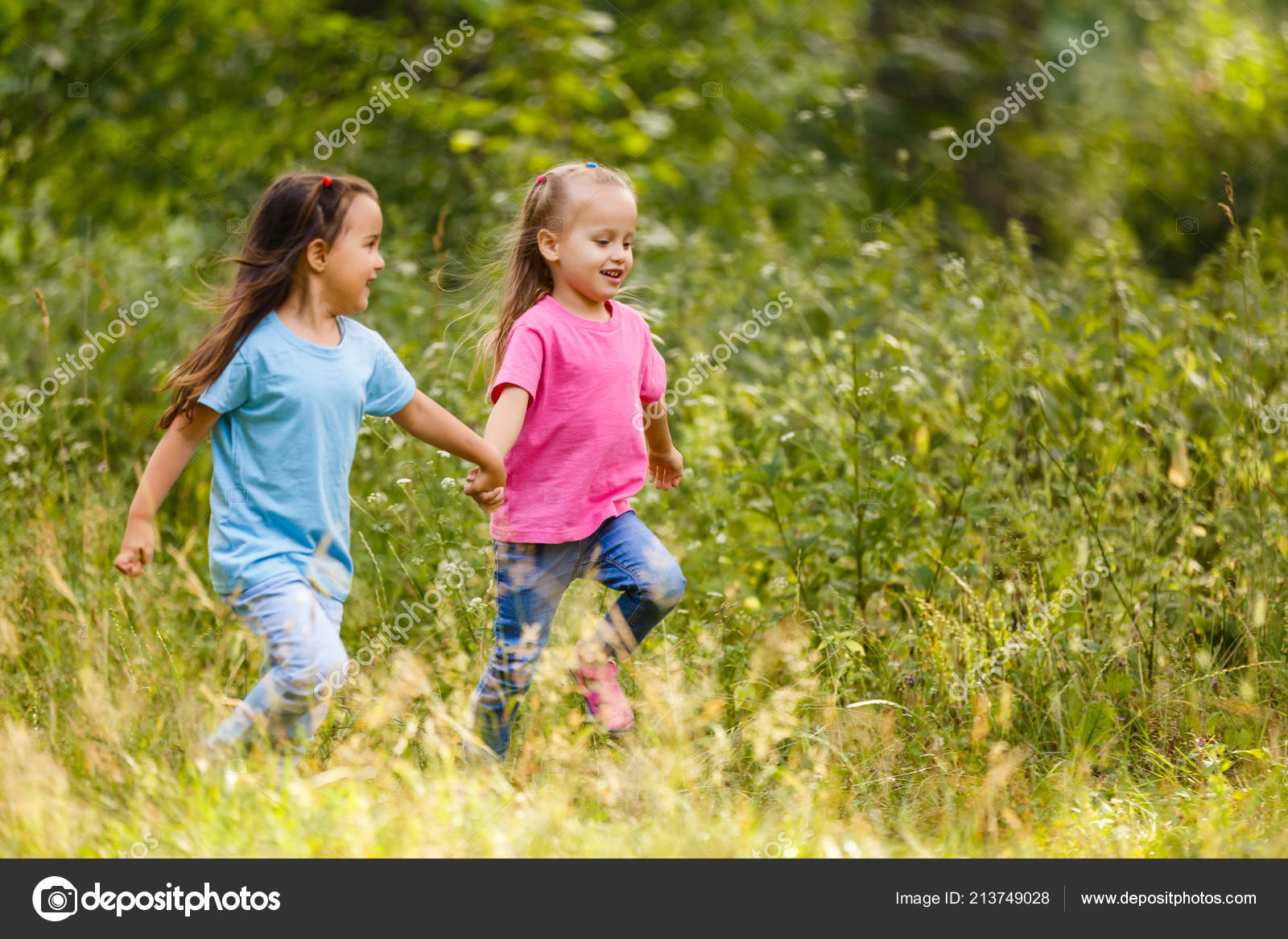 little girls running