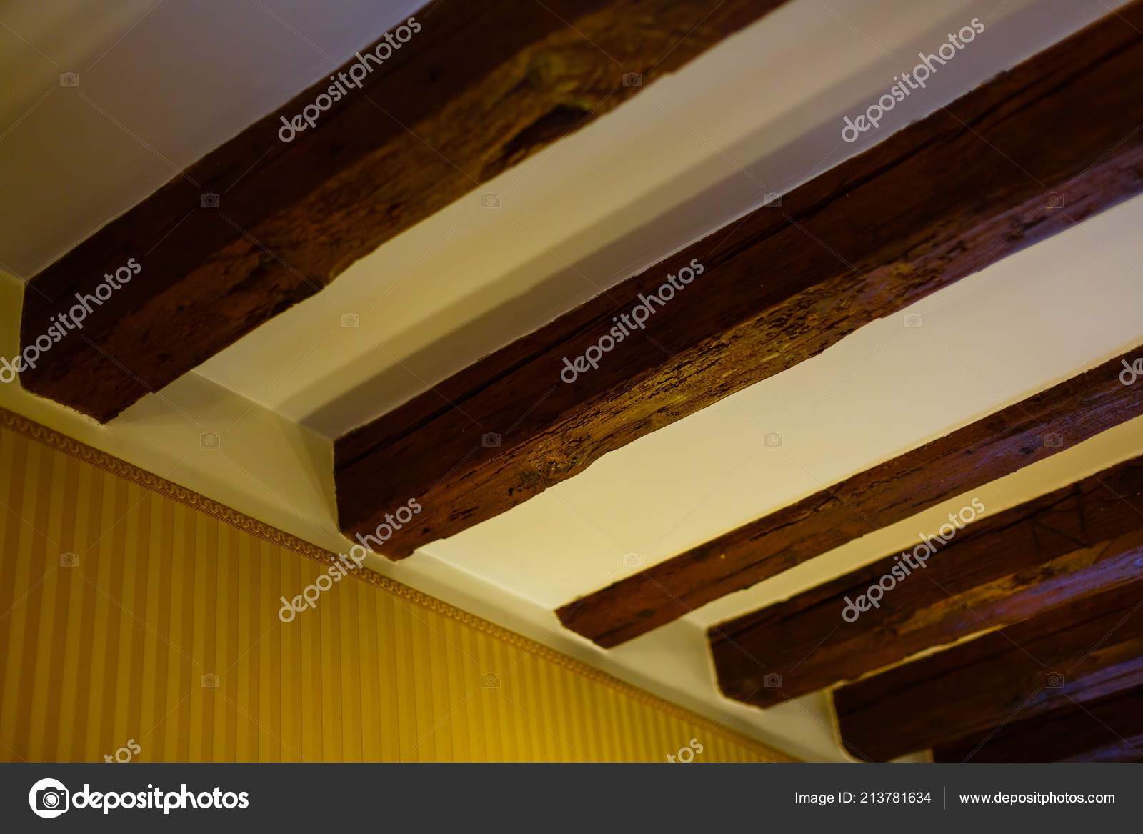 Wooden Beams Hold Ceiling Stock Photo C Sinenkiy 213781634