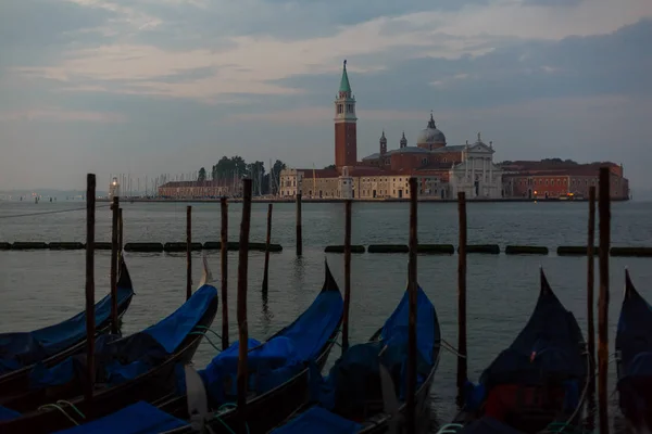 Gondolas Moored Grand Canal Venice Italy — Stock Photo, Image