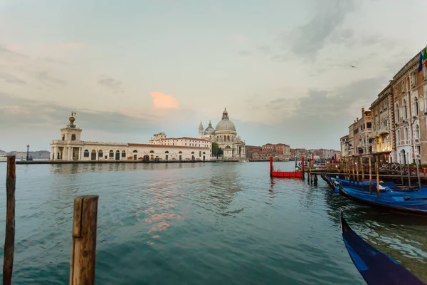 Gondolas Moored Grand Canal Venice Italy — Stock Photo, Image