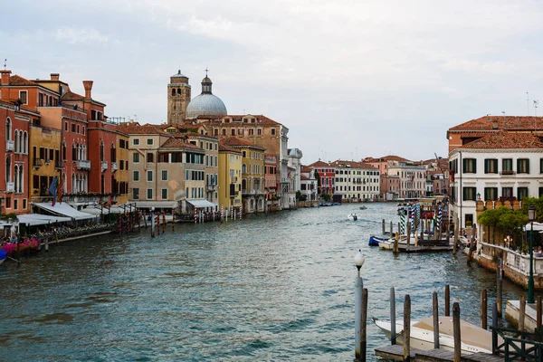 Човни Сході Сонця Венеції Гарний Вид Гранд Канал Романтичний Венеції — стокове фото