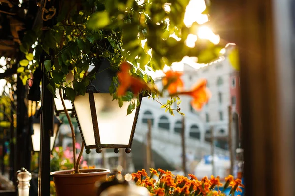 Lanterna Por Café Grande Canal Veneza Itália — Fotografia de Stock