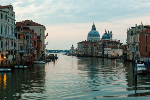 Canal Grande Solnedgången Venedig Italien — Stockfoto