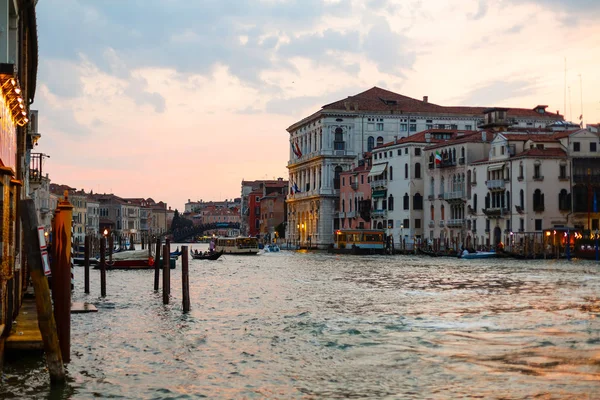 Canal Grande Solnedgången Venedig Italien — Stockfoto