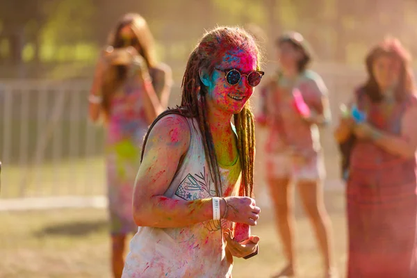 Kiev Ucrania Agosto 2017 Celebrants Color Holi Festival — Foto de Stock