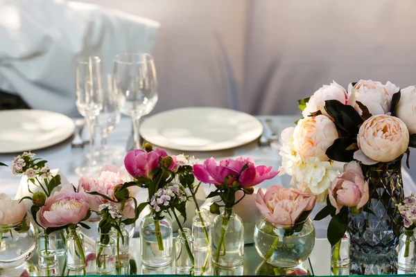 Festive table decor with fresh flowers