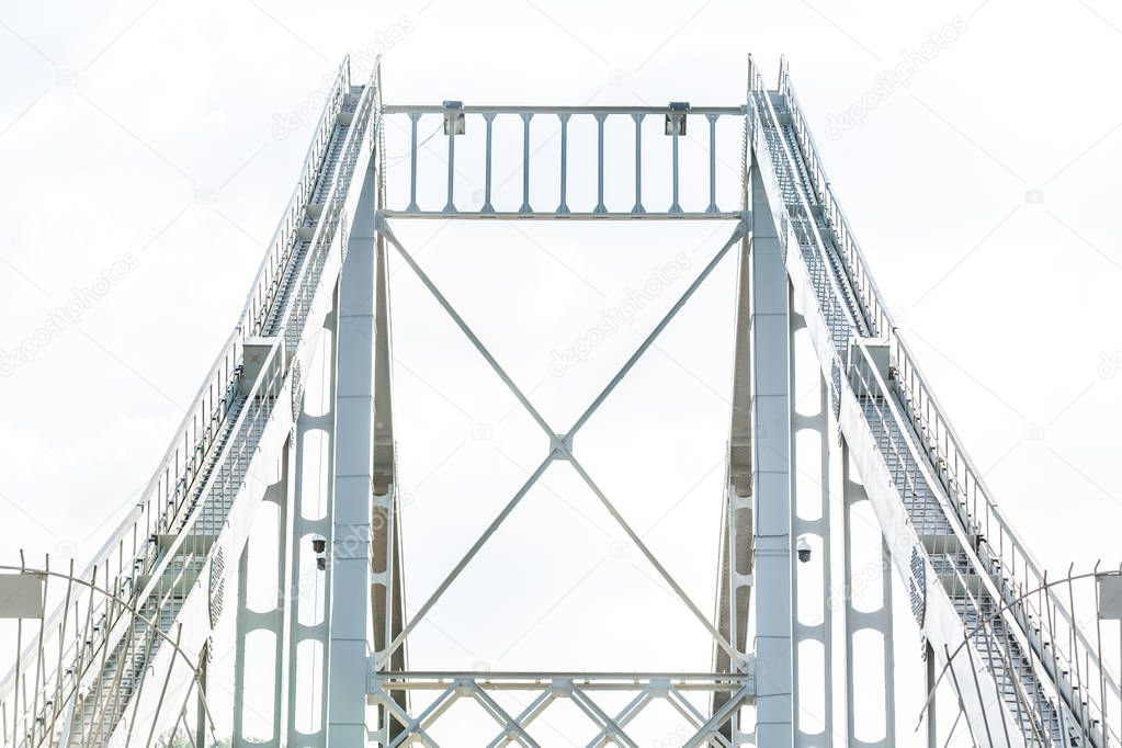 Close view of details of metal bridge construction 