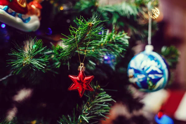 Vista Cercana Decoración Navidad Brillante Colorido — Foto de Stock
