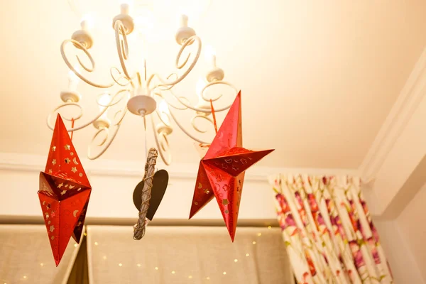 Estrelas Vermelhas Decoração Para Natal — Fotografia de Stock