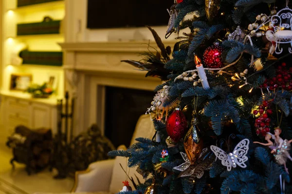 Blízký Pohled Pestré Barevné Vánoční Dekorace — Stock fotografie