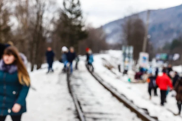 Homályos Háttér Emberek Séta Városban Karácsonyi Vásár — Stock Fotó