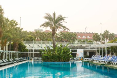 Yüzme Havuzu, tatil kavramı, boş şezlonglar