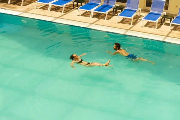 Group People Having Fun Swimming Pool — Photo