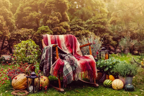 Tisch Herbstlichen Stil Herbstdekor — Stockfoto