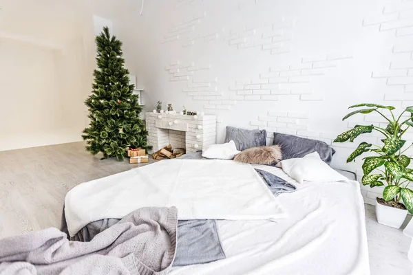 Cozy light interior with Christmas decorations