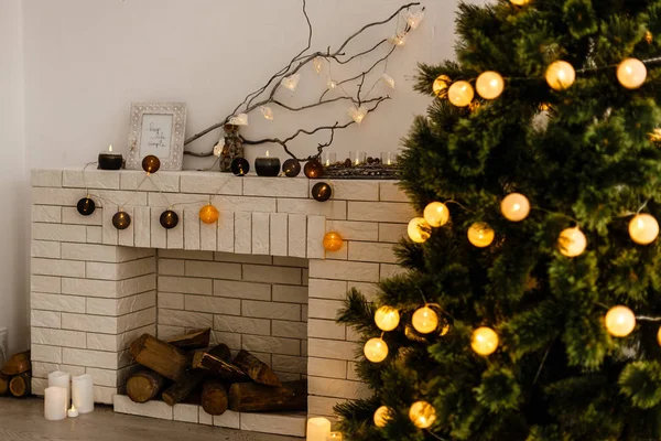 Cozy light interior with Christmas decorations