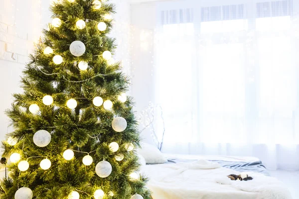 Cozy light interior with Christmas decorations