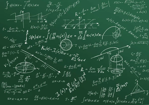 Matematik Formülleri Tahta Üzerinde Beyaz Tebeşir Tarafından Yazılmış — Stok fotoğraf