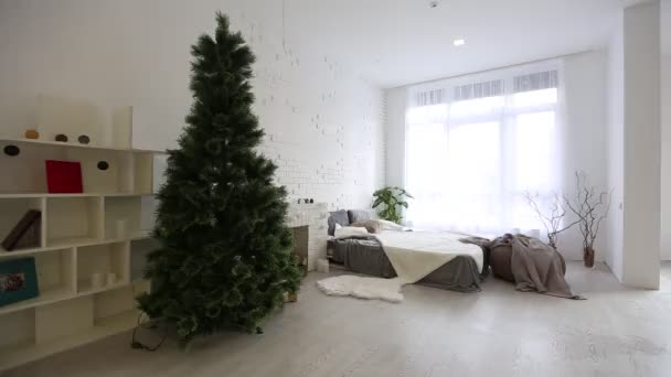 Intérieur Lumineux Confortable Avec Décorations Noël — Video