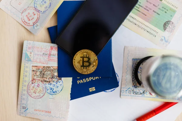 Passport Money Table — Stock Photo, Image