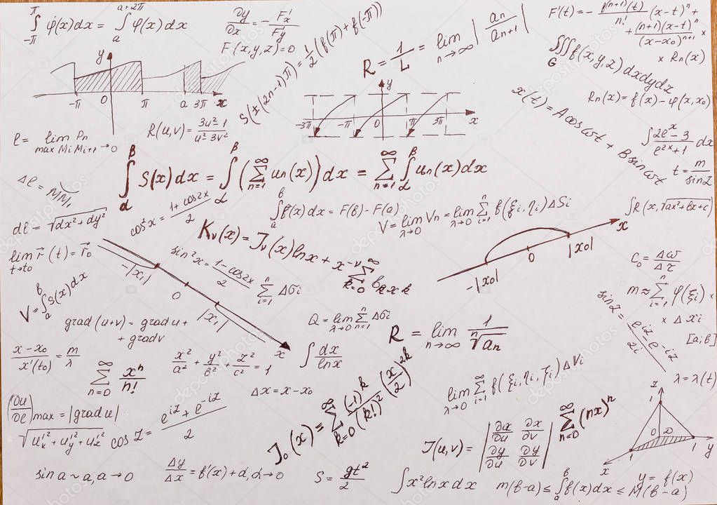 Black maths formulas written on blackboard