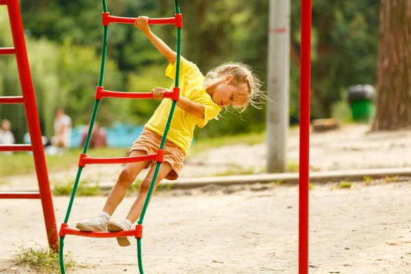 Little Girl Playing Playground Park — Stock Photo, Image