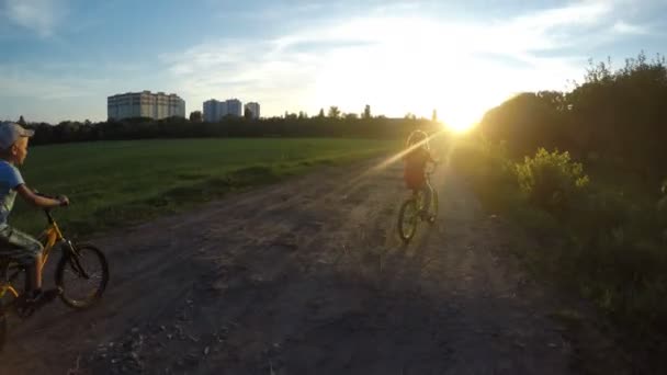 Preteen Menina Andar Bicicleta Parque Primavera Verde — Vídeo de Stock