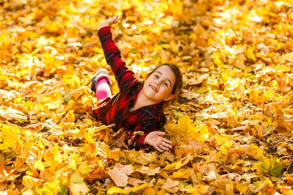 Милая Девочка Осеннем Лесу — стоковое фото