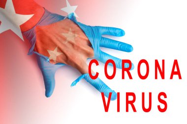 Doktor eldivenli, 2019 nCoV laboratuvarda analiz ediyor. Roman Coronavirus Wuhan, Çin kökenlidir..