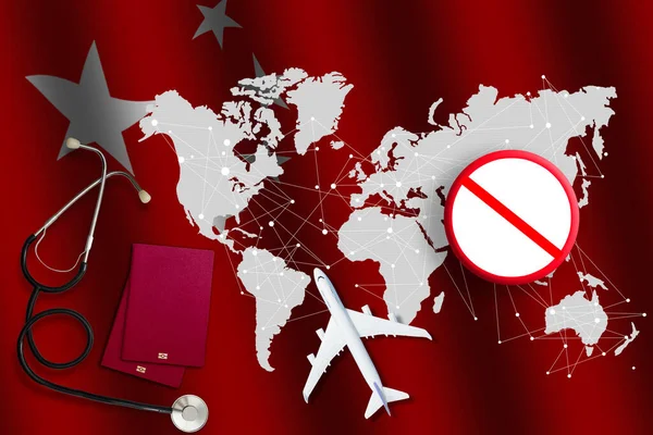 Virus Chinois Avion Passeport Carte Monde — Photo