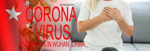 Praying Woman Because Corona Virus — Stock Photo, Image