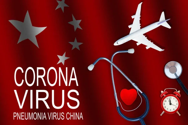 Mers Cov Chinese Influsion Novel Corona Virus Plane China Flag — 스톡 사진
