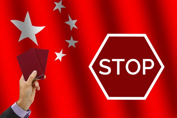 Kínai Vírus Útlevél Kínai Zászló — Stock Fotó