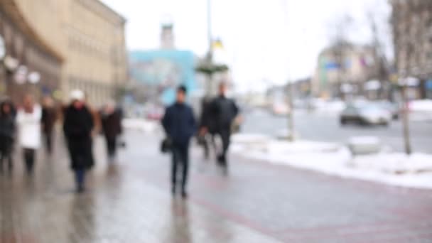 Imagen Borrosa Video Personas Caminando Por Calle Ciudad — Vídeo de stock