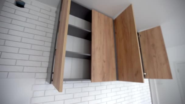 Mejora Del Hogar Cocina Remodelación Vista Instalada Una Nueva Cocina — Vídeo de stock