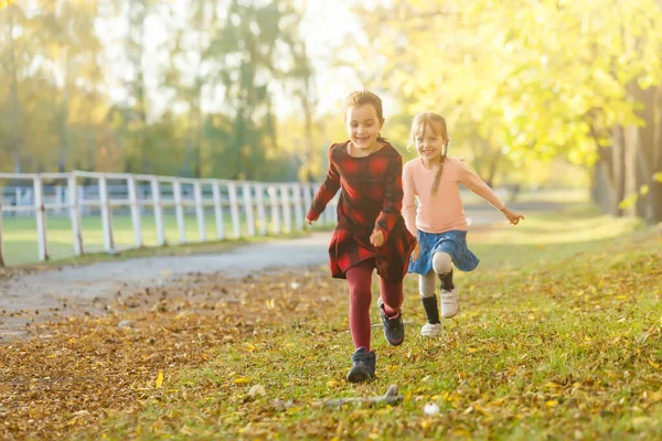 Zwei Kleine Mädchen Herbstpark — Stockfoto