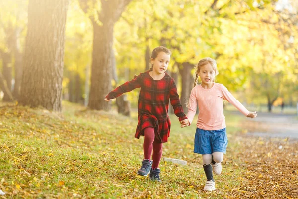 Две Девушки Осеннем Парке — стоковое фото