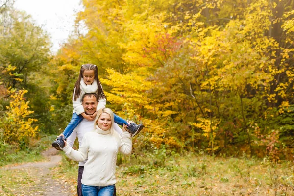 秋の公園に行く子供連れの家族 — ストック写真