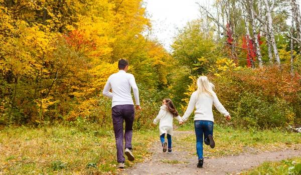 Concept Famille Enfance Saison Personnes Famille Heureuse Dans Parc Automne — Photo