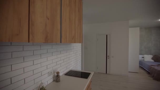 Home Verbetering Keuken Remodel View Geïnstalleerd Een Nieuwe Keuken — Stockvideo