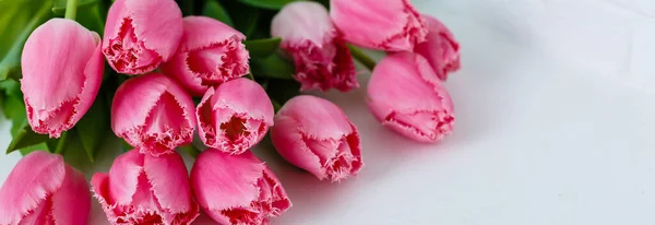Bukiet Różowych Tulipanów Białym Tle — Zdjęcie stockowe