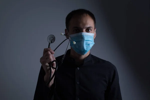 Man Skyddsmask H1N1 Viruset — Stockfoto