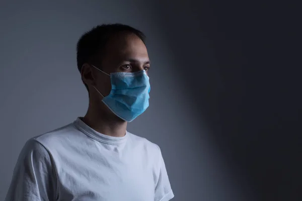 Homme Avec Masque Protection Virus H1N1 — Photo